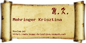 Mehringer Krisztina névjegykártya